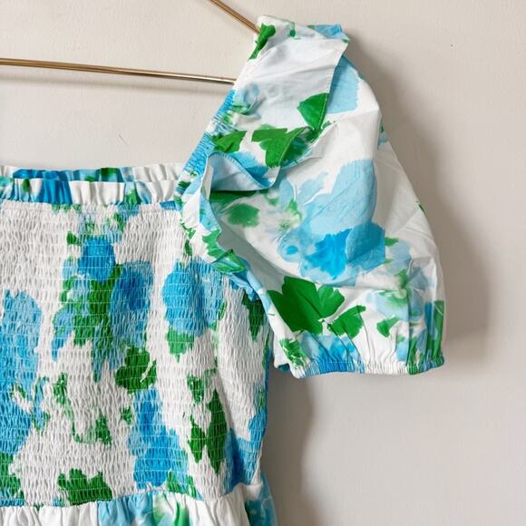 NWT Sugarlips Merrill Blue Floral Tiered Ruffle Smocked Mini Dress Pockets XL - Picture 5 of 9